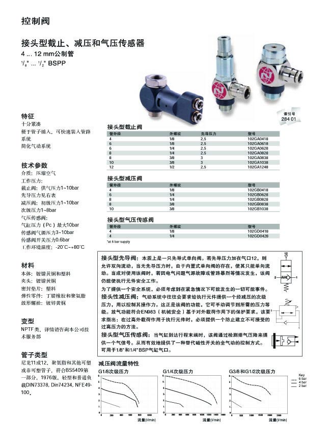 接头型截止、减压和气压传感器